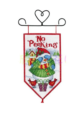 

No Peeking Mini Banner Counted Cross Stitch Kit 14 count Cartoon European Snowman Set for Embroidery DIY Needlework 2014 Newest