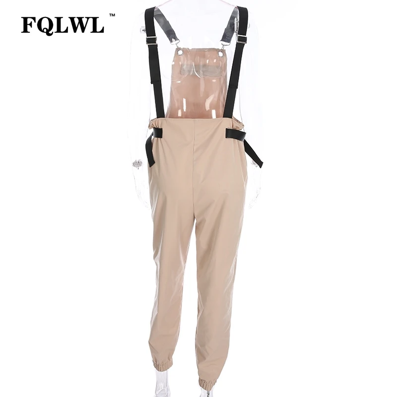 FQLWL, сексуальный комбинезон с регулируемым ремешком, подтяжки, без рукавов, черный женский комбинезон, Combinaison Pantalon Femme, лето, брюки-карго