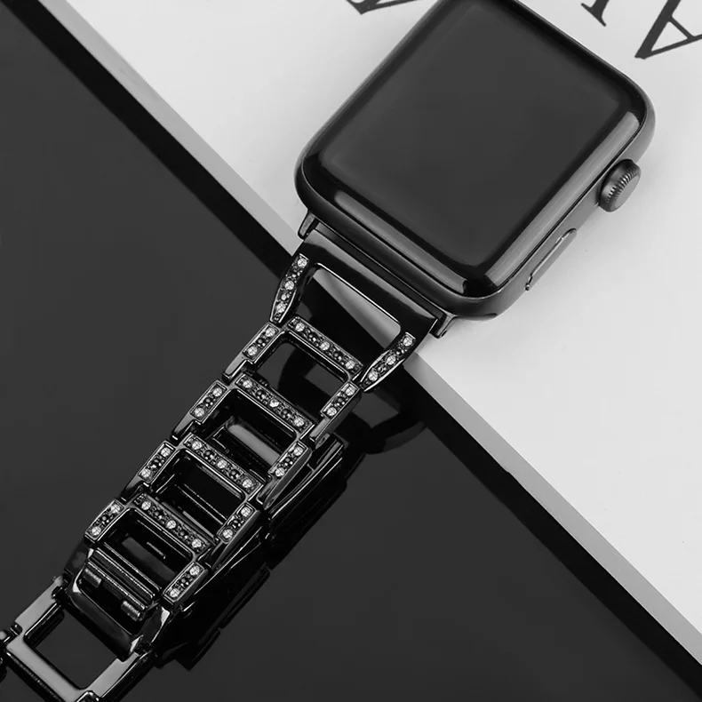 Металлический ремешок для apple Watch band 4 (iwatch 5) 44 мм 40 мм apple watch 3 2 1 ремешок 42 мм 38 мм Блестящий браслет из нержавеющей стали