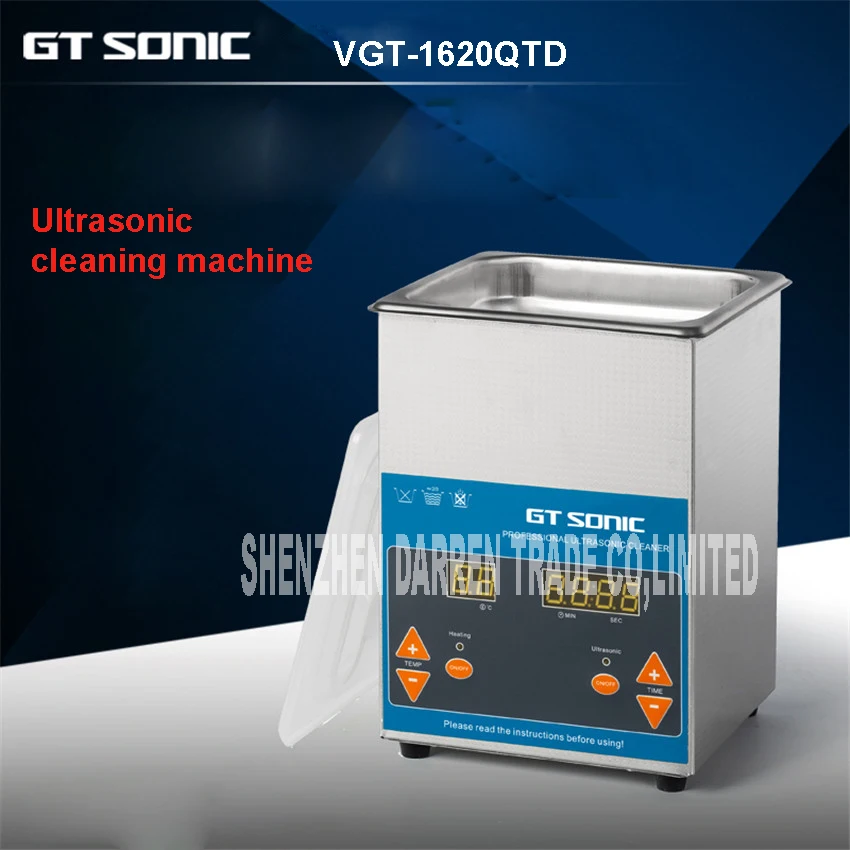 

VGT-1620QTD 2L Digital Display Ultrasonic Cleaner Stainless Steel Timer Heating Setting Bath Cleaning Jewelry Watch Glasses 100W