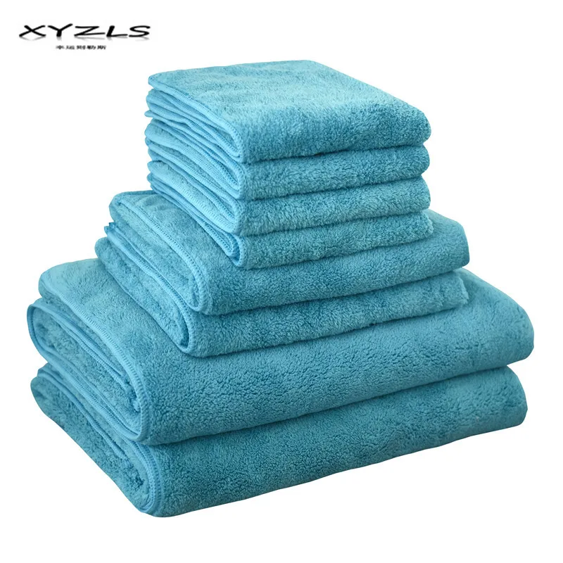 

XYZLS 8PCS/Set Solid Color Towel Set Washcloth Bathing Bathroom Face Towel Hand Towels Quick-dry Super Absorbent Home Textile