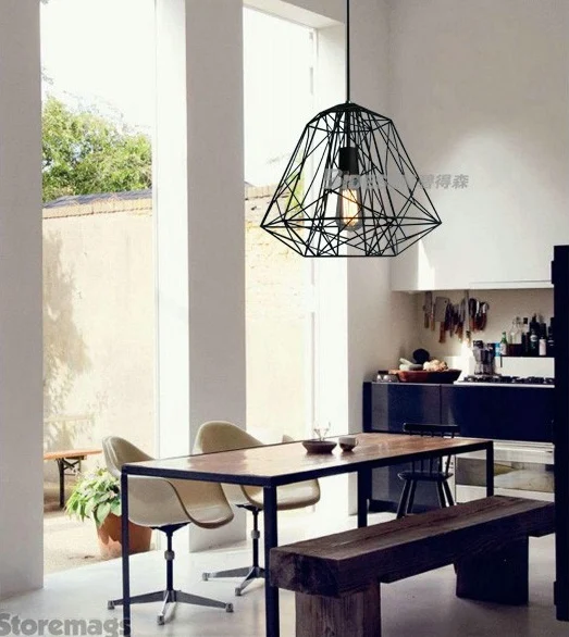 

Modern Hive Iron Diamond Cage Lustre Pendant Light Rustic Lamp Luminaire Lustre Decor Bar Light Fixture