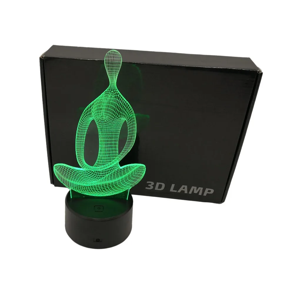 

2018 NEW 3D Lamp Sport Yoga Night lights Meditation Decoration lamps USB 3AA NIGHT LIGHT Multicolor Cartoon Kid led giftIY803367