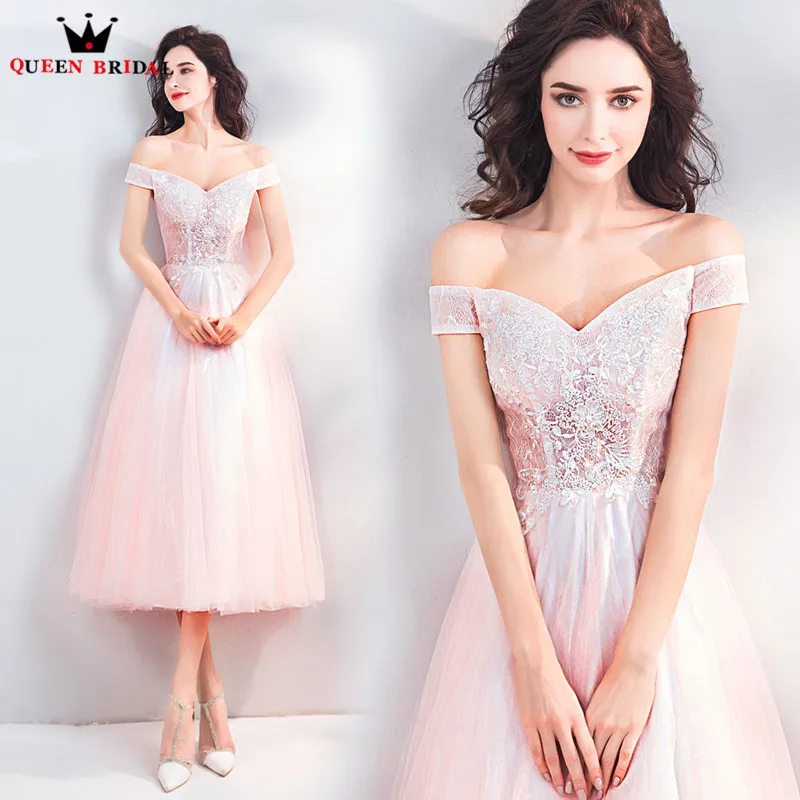 

A-line V-neck Cap Sleeve Lace Beading Tulle Short Pink Evening Dresses 2018 New Party Dress Evening Gown Robe De Soiree MT47