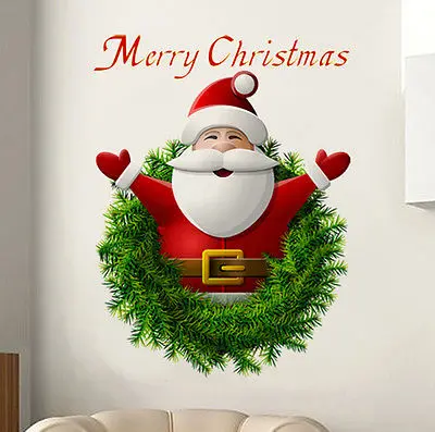 

Christmas Wall Stickers Decal Merry Christmas Art Vinyl Room Decor Santa Claus DIY decorative wall decal adornos navidad