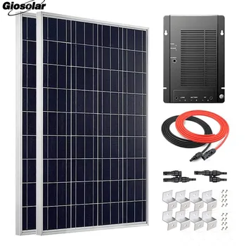 

200W Polycrystalline Solar Panel Complete Kit Off Grid Battery Charging with MPPT 40A Charge Controller for RV Boat
