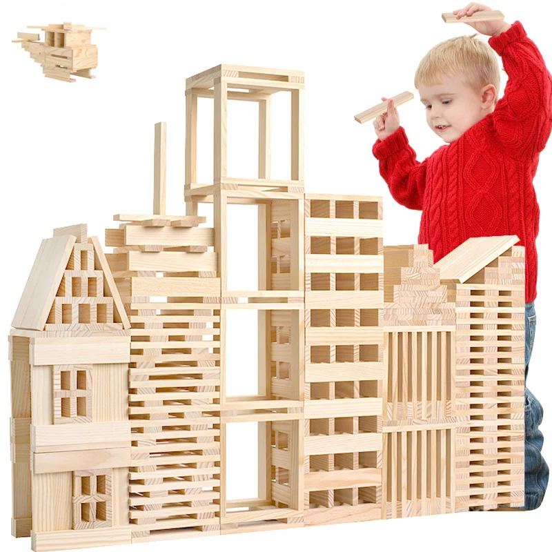 

100Pcs Montessori Baby Toys Children Jenga Wooden Building Blocks Learning Educational Preschool Training Brinquedos Juguetes