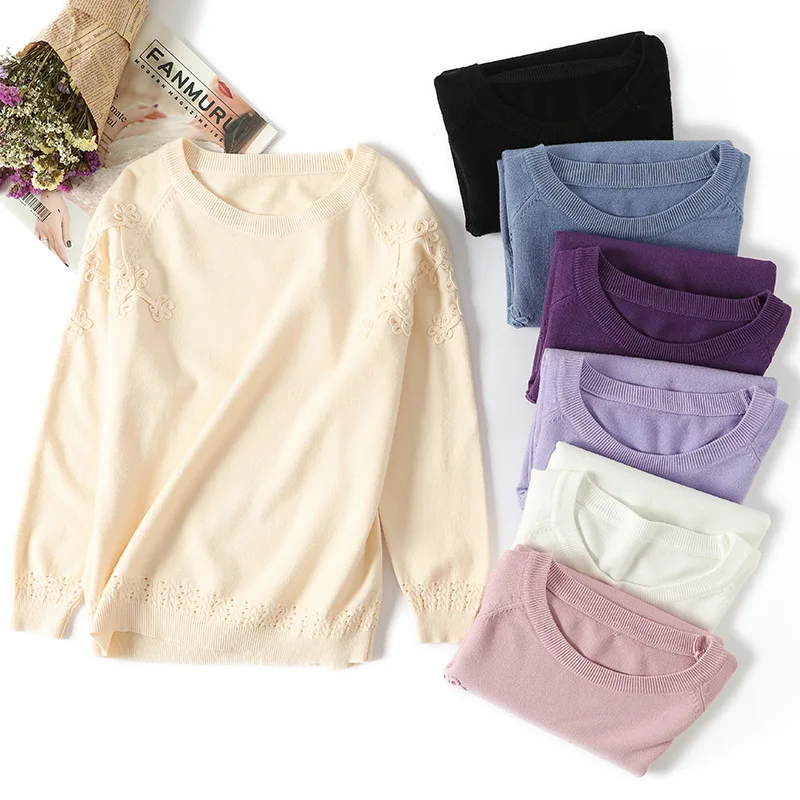 

Sweater O-Neck Women Fashion Autumn Knit Sweater Solid Slim Hollow out Pullovers Coat Female high quality Blouse Knit Sweater