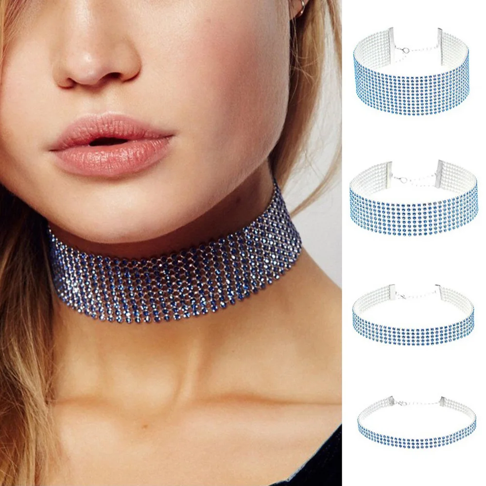 2017 Elegant Shining Dazzling Rhinestone Diamante Choker Necklace for