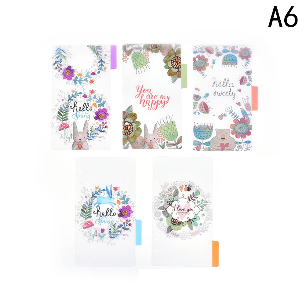 

A5&A6 Bird garden PP board Index Divider for notebook planner Flower Index Paper Core for Agenda Planner Organizer notebook