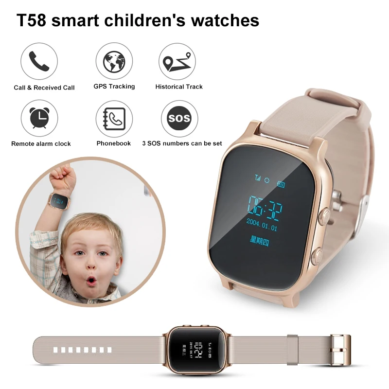 

T58 Smart Watch Tracker Locator Anti-Lost SOS Call Kids Smartwatch Baby Gps Watches relogio For Android IOS reloj inteligente