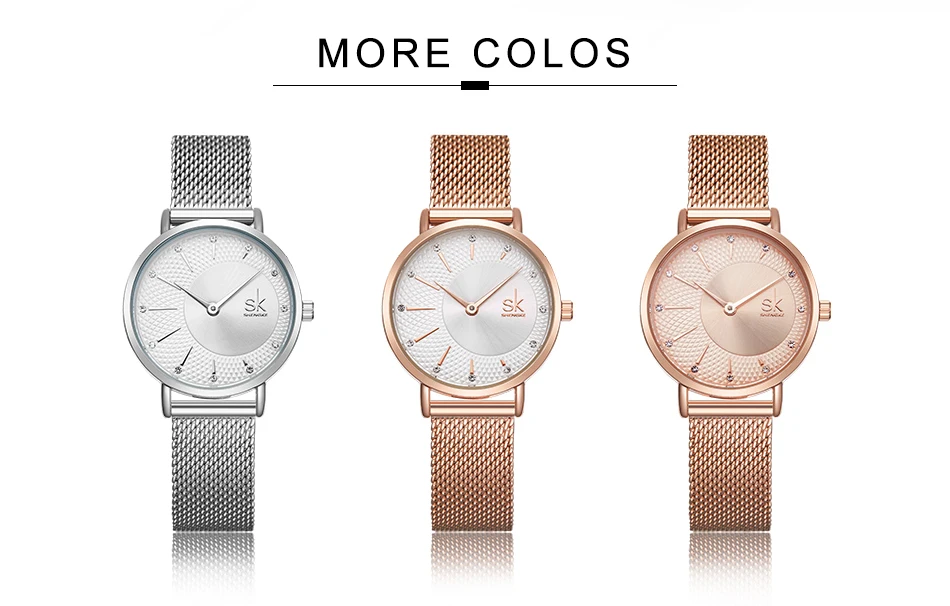Модные SK часы лучший бренд роскошные женские часы черные и розовое золото из нержавеющей стали женские часы водонепроницаемые Shengke часы