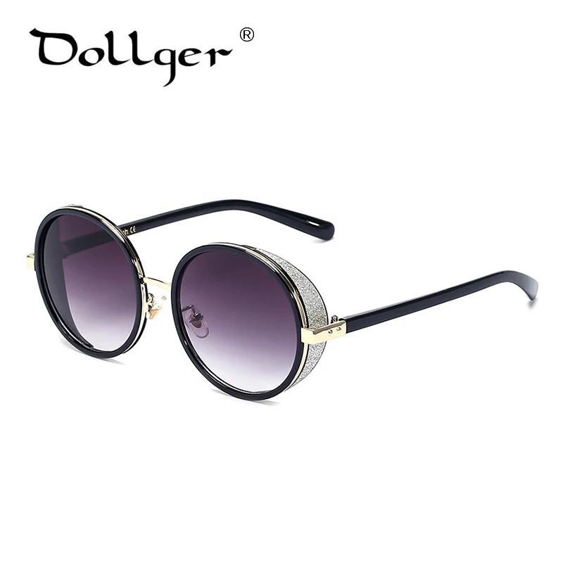 

Dollger New Steampunk round sunglasses Women MEN metal ROUND frame Diamond Designer Gradient sunglasses hollow Iron Man s1145
