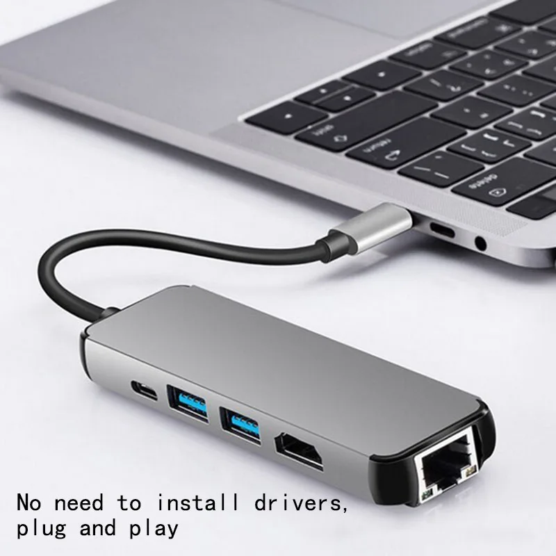 Fealushon USB 3,0 концентратор многопортовый usb-адаптер 2 USB3.0 порт с PD зарядкой для MacBook, Surface Pro 6 PC Компьютерные аксессуары usb-концентратор