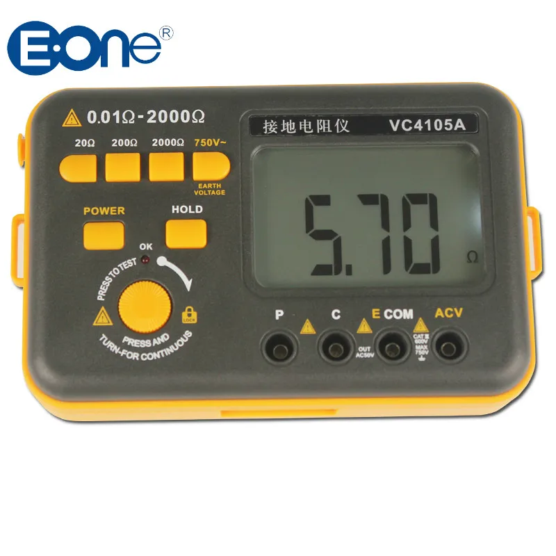 

VC4105A LCD Digital Earth Resistance Tester Ground Resistance Voltage Meter Lightning Rod Measuring Tools