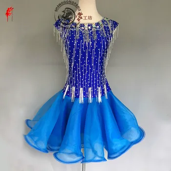 

Women luxury latin dance clothing stones tassel latin dance dress for lady latin dance dress performance dress S-6XL