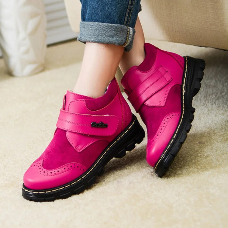 Новые ботинки для мальчиков и девочек, натуральная кожа, замша, Keep warmr, модная детская повседневная обувь, европейский стиль, детская обувь с пряжкой