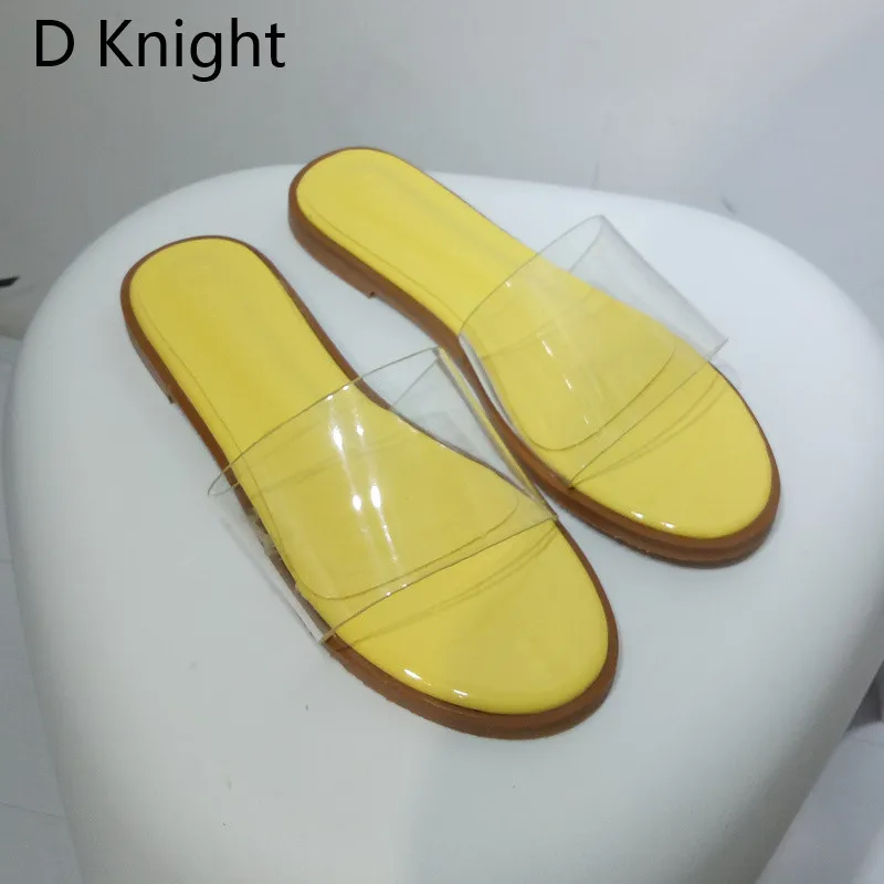 2018 New Summer Women Slippers Slides Yellow White Women Transparent Hollow Out Single Sandals Non-slip Fashion Mules Pink Green (12)