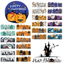 12 листов на Хэллоуин, наклейки для ногтей, переводные наклейки с водой, наклейки с изображением тыквы, паука, Необычные наклейки s, наклейки для украшения, BN1021-1032