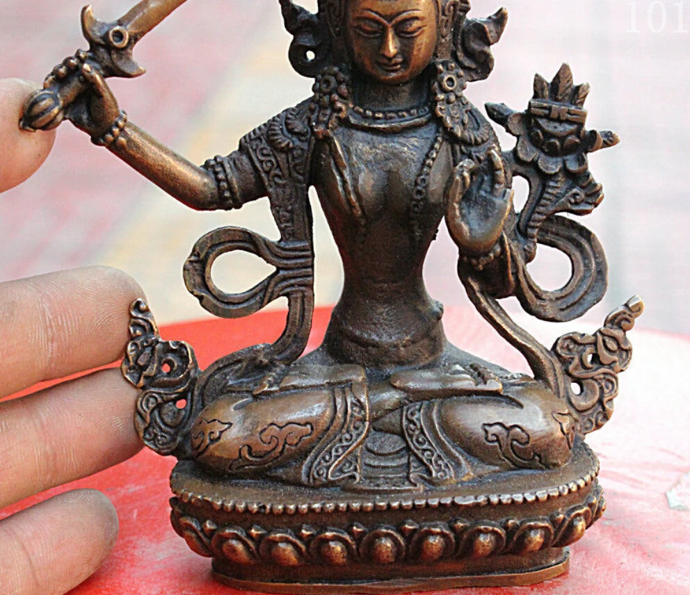 チベット女神像 銅製の仏像 42cm アンティーク 骨董 チベット女神像