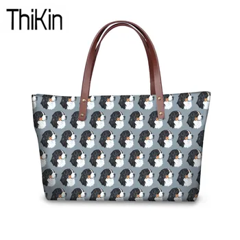 

THIKIN Females Top-Handle Bags for Travel Bernese Mountain Dog Printing Shoulder Tote Bags Ladies Large Handbags Women Hand Bag