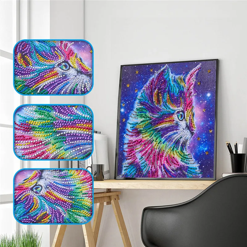 

5d Special Shaped Diamond Painting Animal Cat DIY Rhinestone Partial Drilled Diamond Embroidery Cross Stitch Kits Home Decor