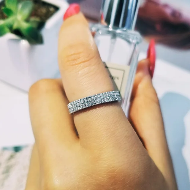Original Solid Real 925 Sterling Silver Band Eternity Ring For Original Solid Real 925 Sterling Silver Band Eternity Ring For Wedding Engagement Luxury Finger Whole