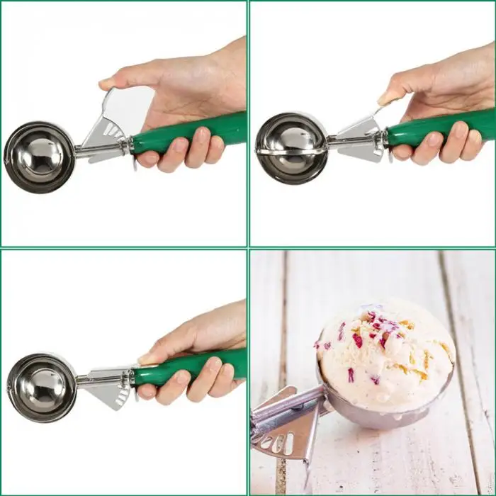 Ice Cream Scoop Stainless Steel Spoon with Trigger Lever Comfort Grip Handle Hogard