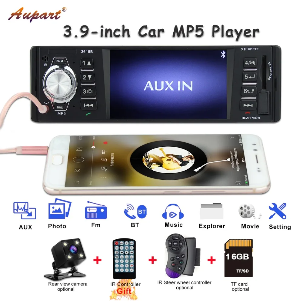

1 din car radio usb for universal 1din FM Bluetooth stereo audio MP5 player central multimidia rear view camera AUX cars