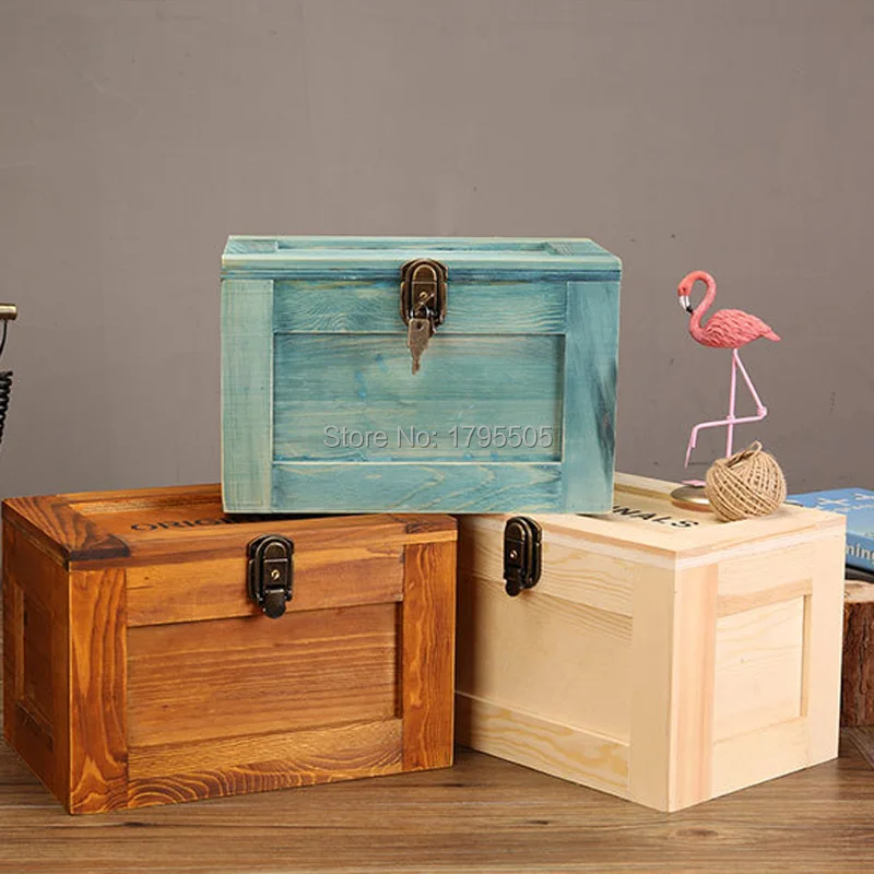 

Vintage Wooden Box Storage Jewelry Trinket Cosmetics MakeUp Organizer Office Home Decoration Desktop Storage Box