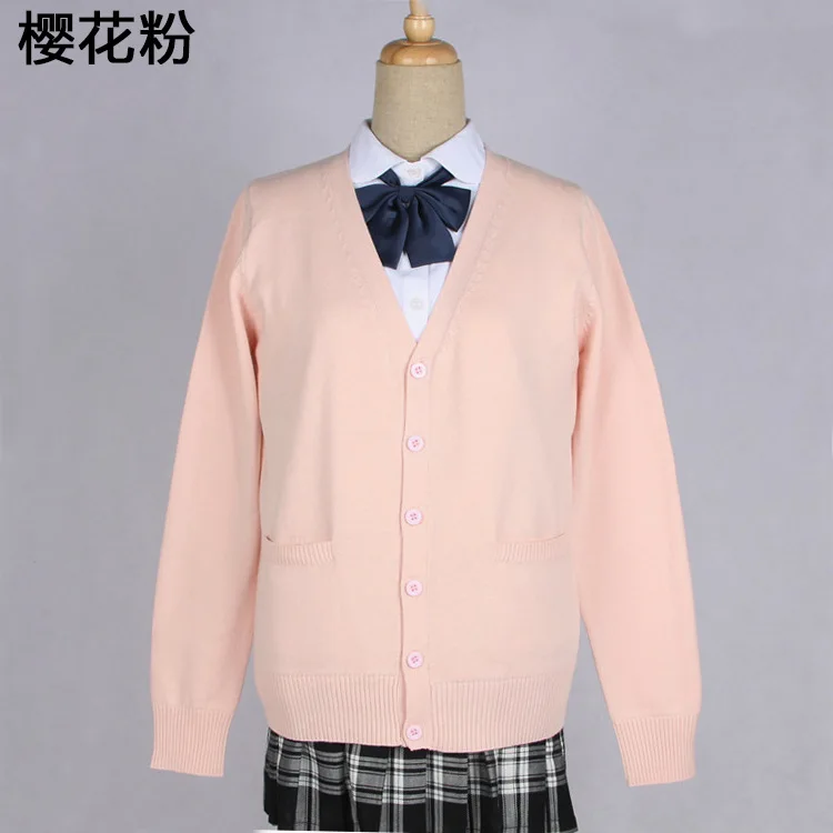 Японский Kawaii JK школьная форма для девочек длинный рукав v-образный вырез кардиган свитер косплей мягкий супер милый женский свитер пальто - Цвет: 9