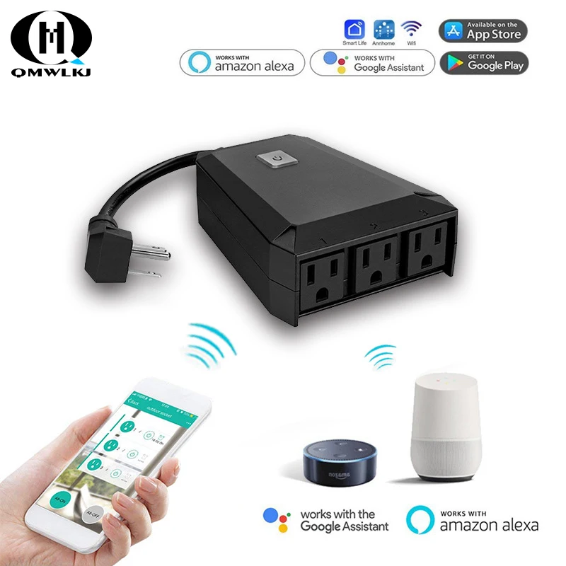 

Smart Home Automation Intelligent Universal WiFi Smart Socket waterproof Work With Amazon Alexa/Echo Dot & Google home