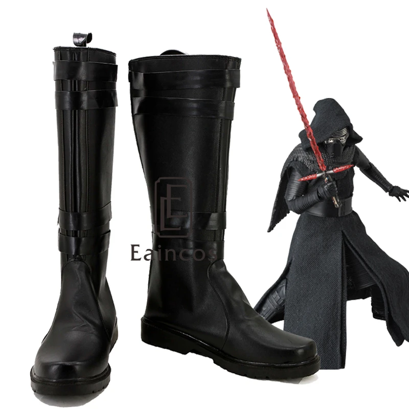

Star Wars: The Force Awakens Kylo Ren Cosplay Halloween Party Shoes Black Boots Custom Made