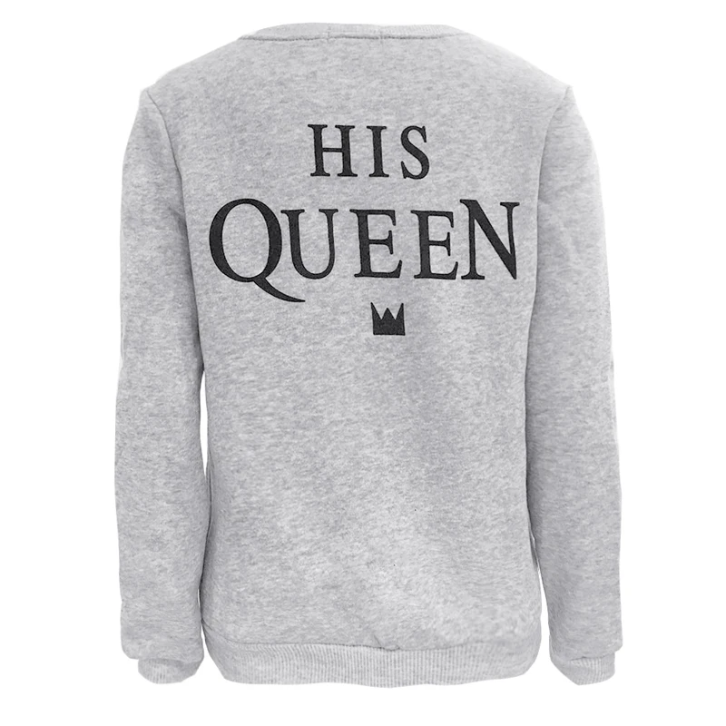 Футболка с надписью King Queen светло серый свитер капюшоном|blouses for couples|king queen couplehoodie