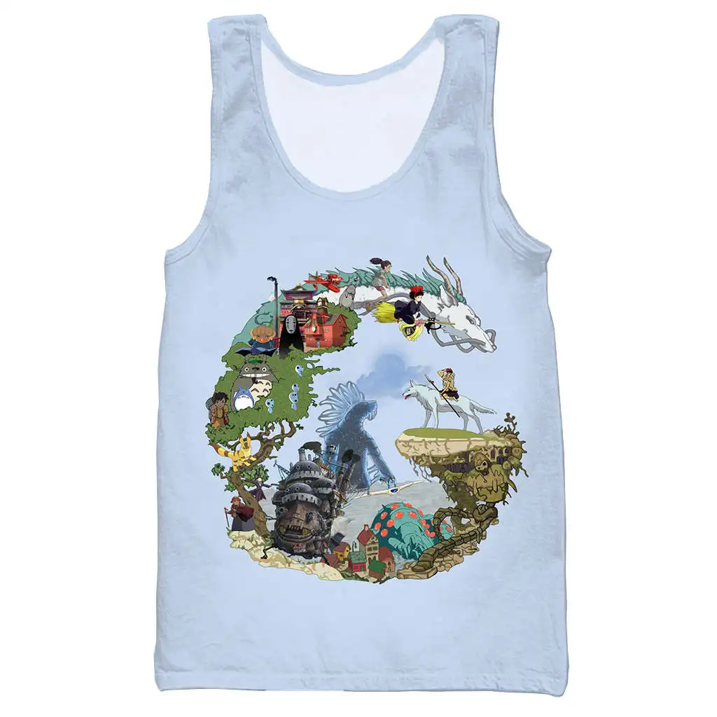 Hayao miyazaki cartoons 3D printed tank top for men fashion summer tank top work out men women tank tops halter tank top - Цвет: 04