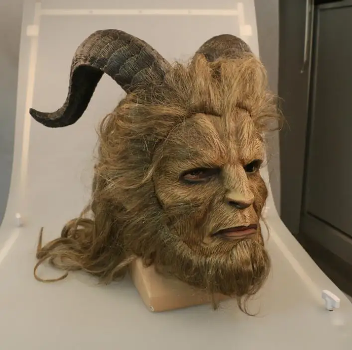 Фильм Маска принц с капюшоном маски-шлемы ужас зверь лев длинный парик вечерние Хэллоуин Cosp реквизит латексная маска подарок - Цвет: long hair