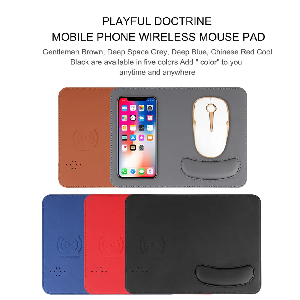

BINMER PU Wireless Charger Mouse Pad Multicolor Wireless Charging USB Wrist Mouse/Mice Pad For CellPhone PC Laptop Game L0412 #3