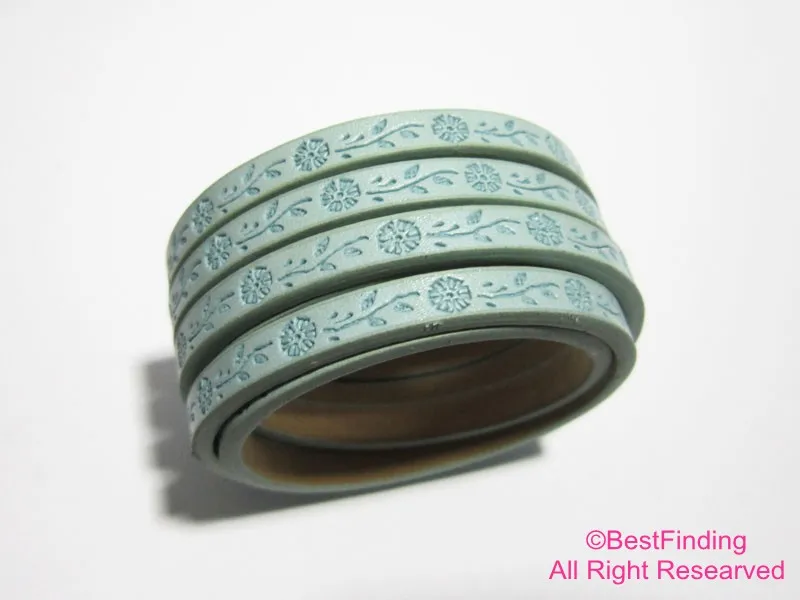 

5mm Leather strips 5x2mm turquoise dandelion press leather cord