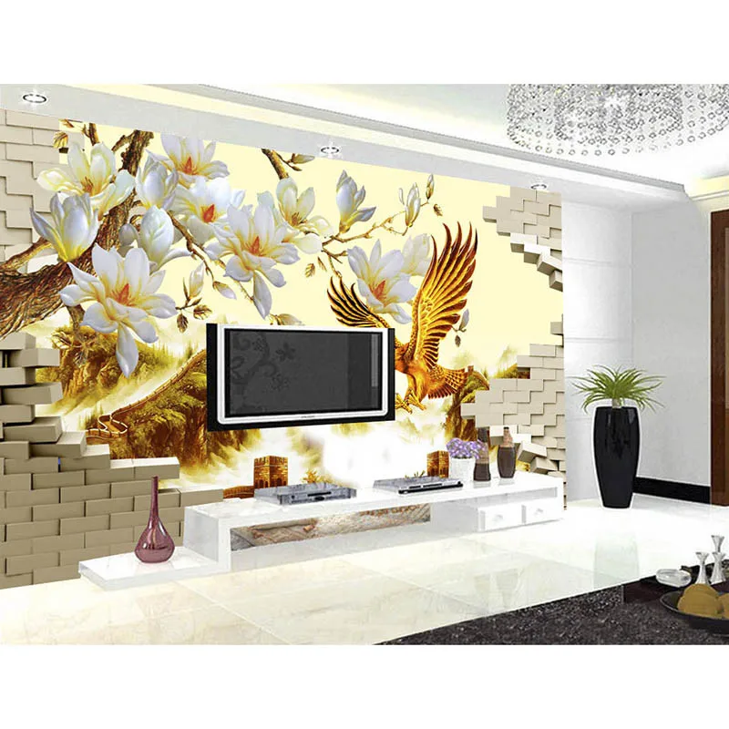 

3D Custom Photo Wallpaper For Walls Printing Non-woven Fabric mural Golden Eagle Wall paper For TV Background Home decora #197