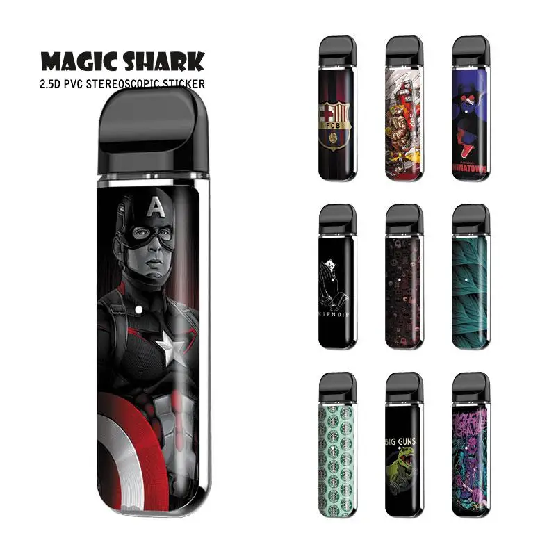 

Magic Shark American Captain Dinosaur FCB China Town Evil Case Sticker Wrap Skin Film for Smok Novo