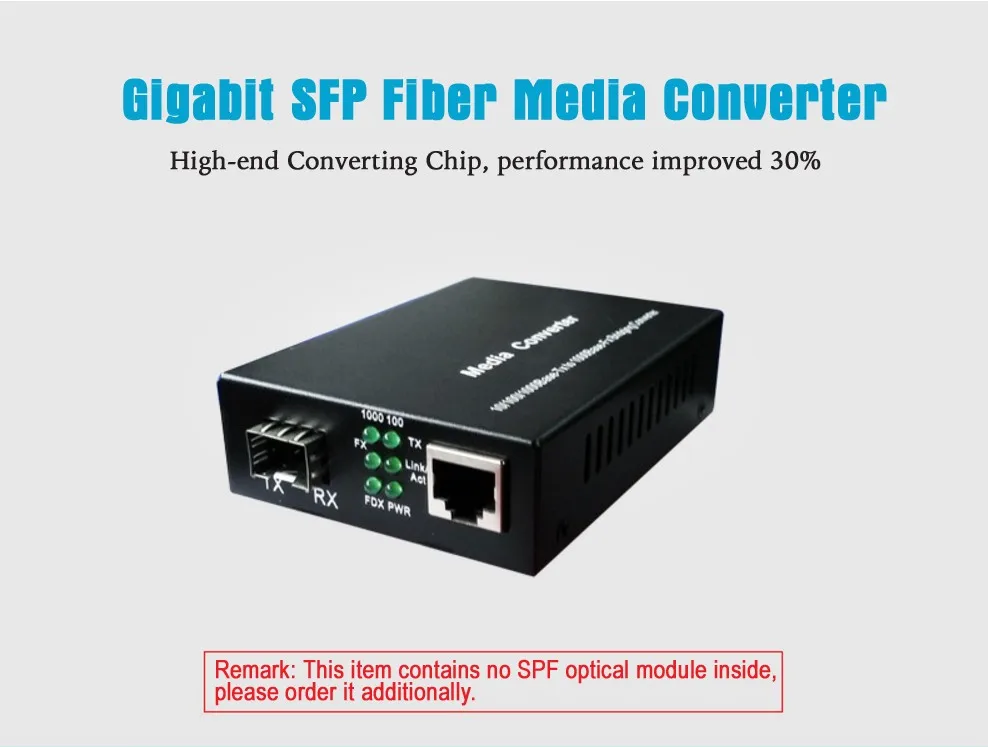 1 Гига SFP и 1 1000 Мбит/с Tx Порты и разъёмы Волокна Переключатель Media Converter