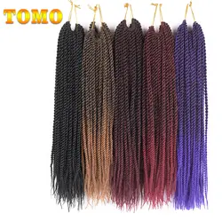 TOMO волосы 30 корней 14 "16" 18 "20" 22 "Синтетические плетение волос Омбре Kanekalon Senegalese Twist Hair вязаный крючком льные косы