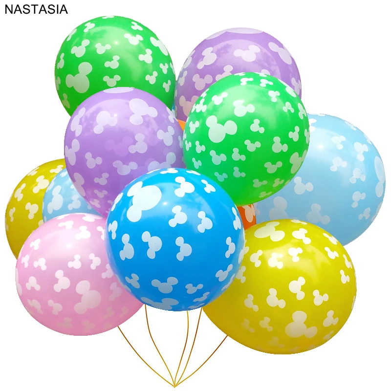 

NASTASIA 10pcs/lot Cartoon Mickey latex balloons 12 inch mixed color Children's Day decorative birthday balloon multicolor