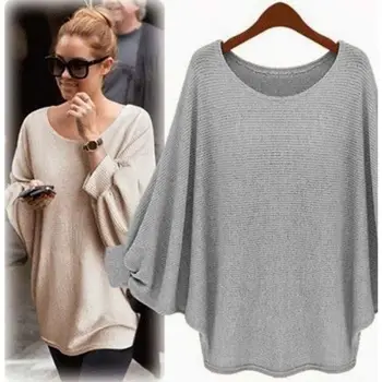 

Women Casual Sweaters Fashion Batwing Sleeve Sweaters Female Knitting Autumn Pullovers