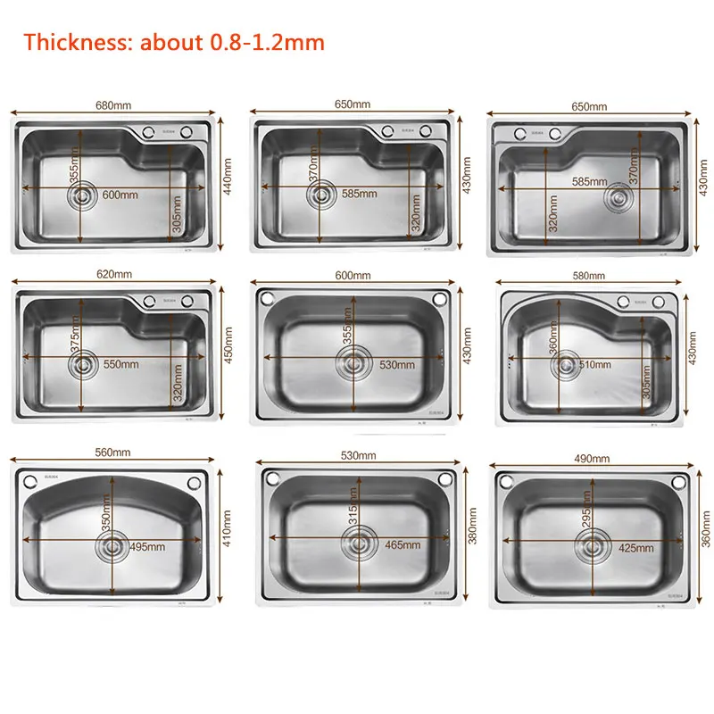 kitchen sink stainless steel Finished brushed single bowl sink kitchen above counter or undermount without faucet kitchen sinks 3