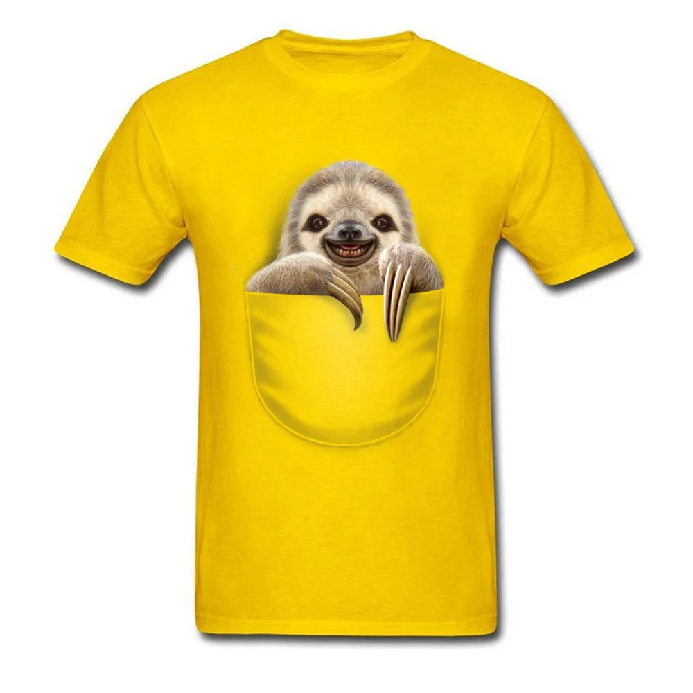 POCKET SLOTH 2018 Mens Tshirts Crewneck Short Sleeve Cotton T Shirt Classic T Shirt Top Quality POCKET SLOTH yellow