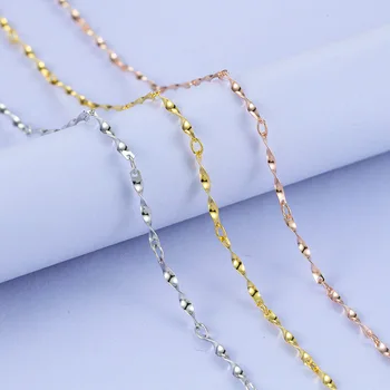 

0.7mm Solid Sterling Sliver Chain Necklace White Gold Yellow Gold Rose Gold Color Forever Pure Silver Chain