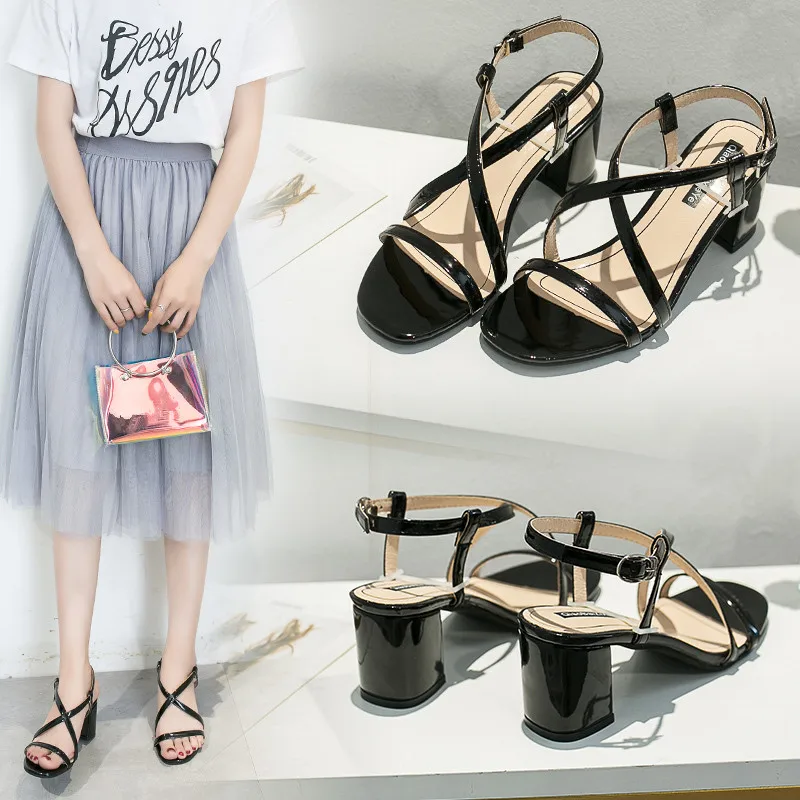 

Beige Heeled Sandals Espadrilles Platform Block Heels Open Toe Buckle Strap Comfort Shoes For Women 2019 Women's All-Match