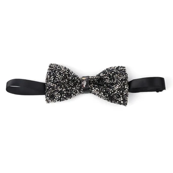 

THINKTHENDO Men Bow Tie With Rhinestone Necktie Bowtie Luxury Pre Tied Glitter Feast