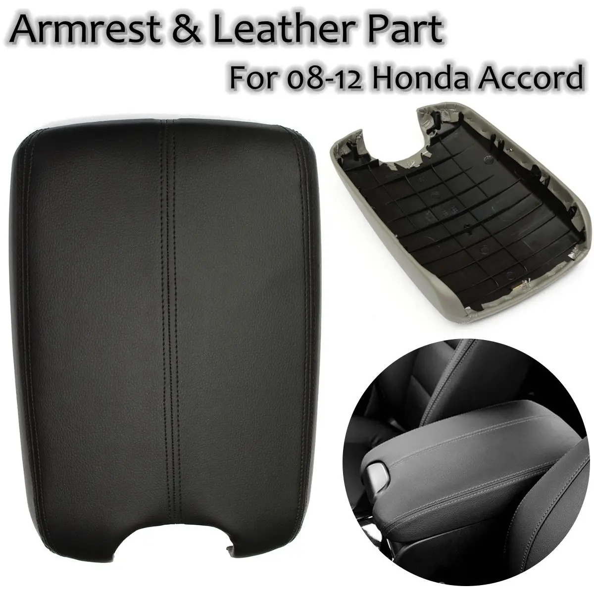 Car Console Lid Armrest W/ Real Leather Armrest Cover For Honda For